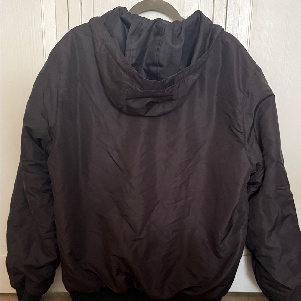 Reversable 2 in 1 Mens Black Hooded Puffer Jacket Trim Size Large-x large - Picture 4 of 8